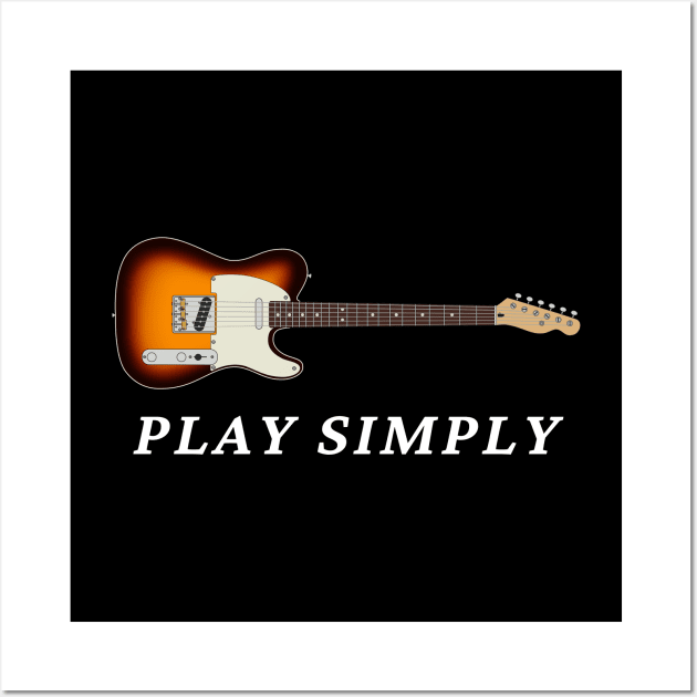 Play Simply T-Style Electric Guitar Sunburst Color Wall Art by nightsworthy